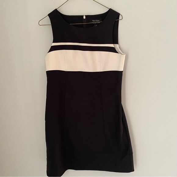White House Black Market Perfect Form Black and White Sheath Mini Dress - Picture 1 of 3